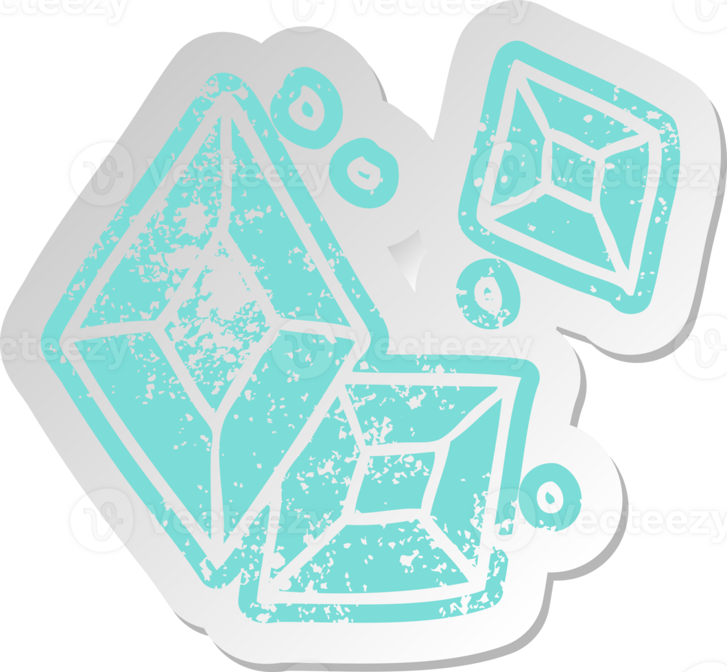 distressed old cartoon sticker of some ruby gems png