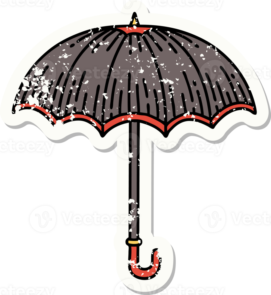 distressed sticker tattoo in traditional style of an umbrella png