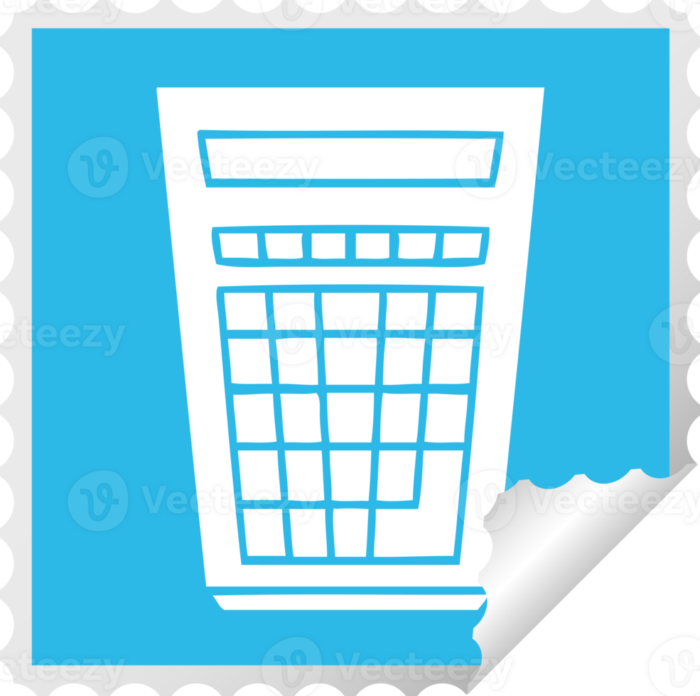 square peeling sticker quirky cartoon calculator png