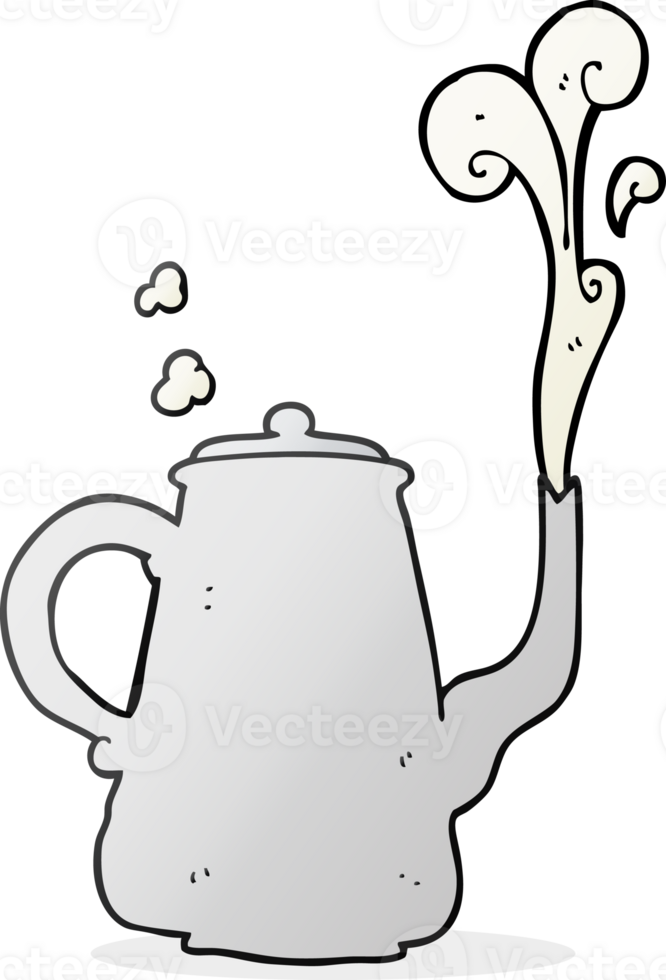hand drawn cartoon steaming  coffee pot png