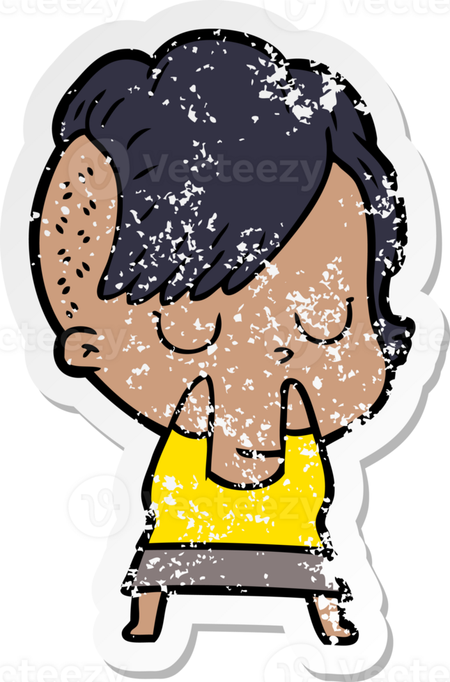 distressed sticker of a cartoon woman png