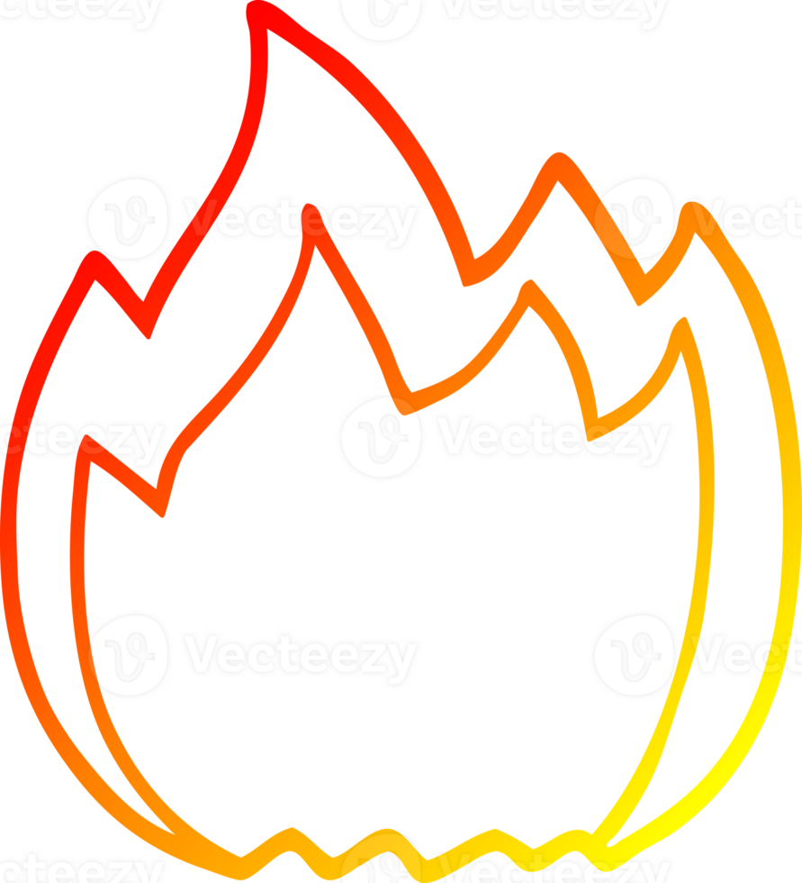 warm gradient line drawing of a cartoon open flame png