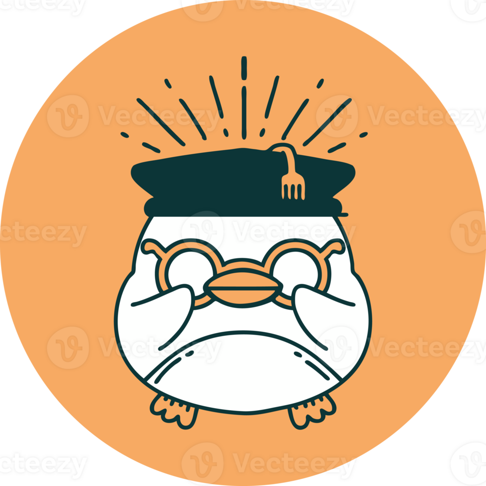icon of a tattoo style educated robin png