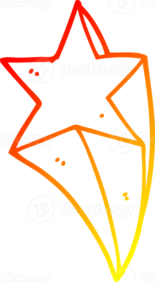 warm gradient line drawing of a cartoon shooting star png