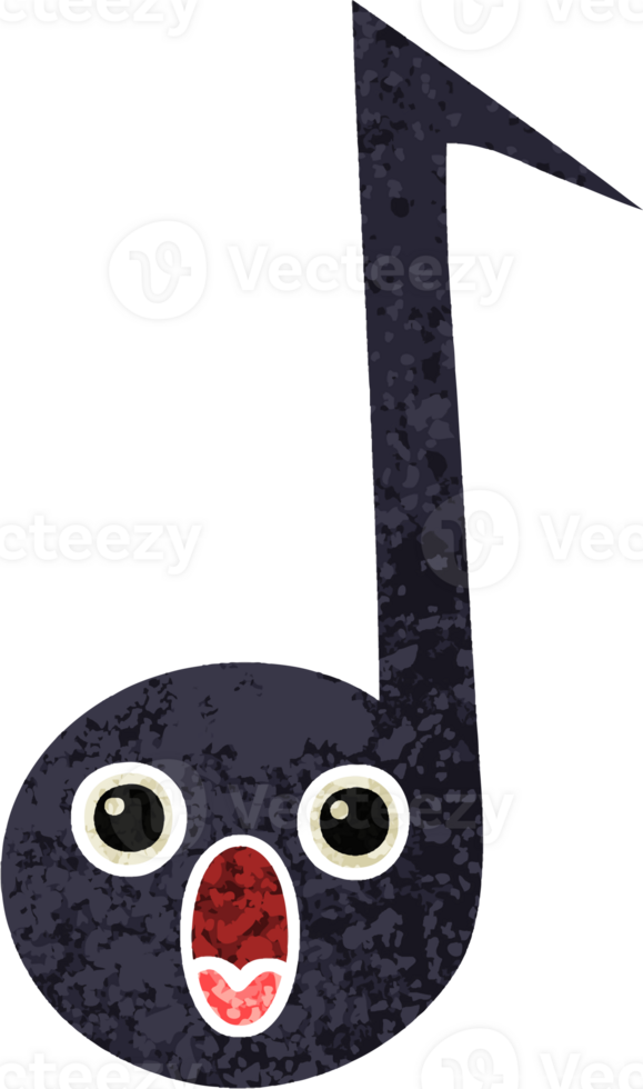 retro illustration stil tecknad serie av en musikalisk notera png