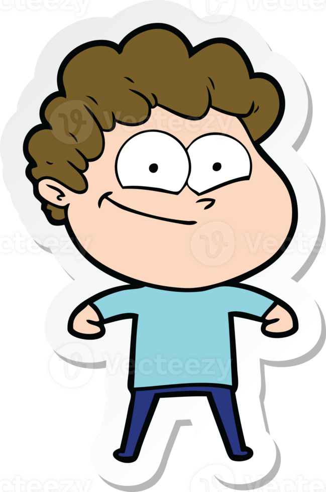 sticker of a cartoon happy man png