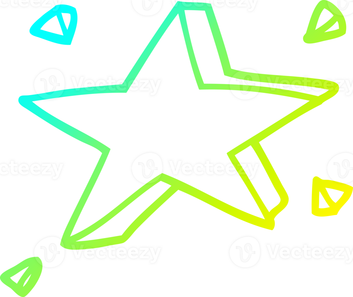 cold gradient line drawing of a cartoon yellow stars png