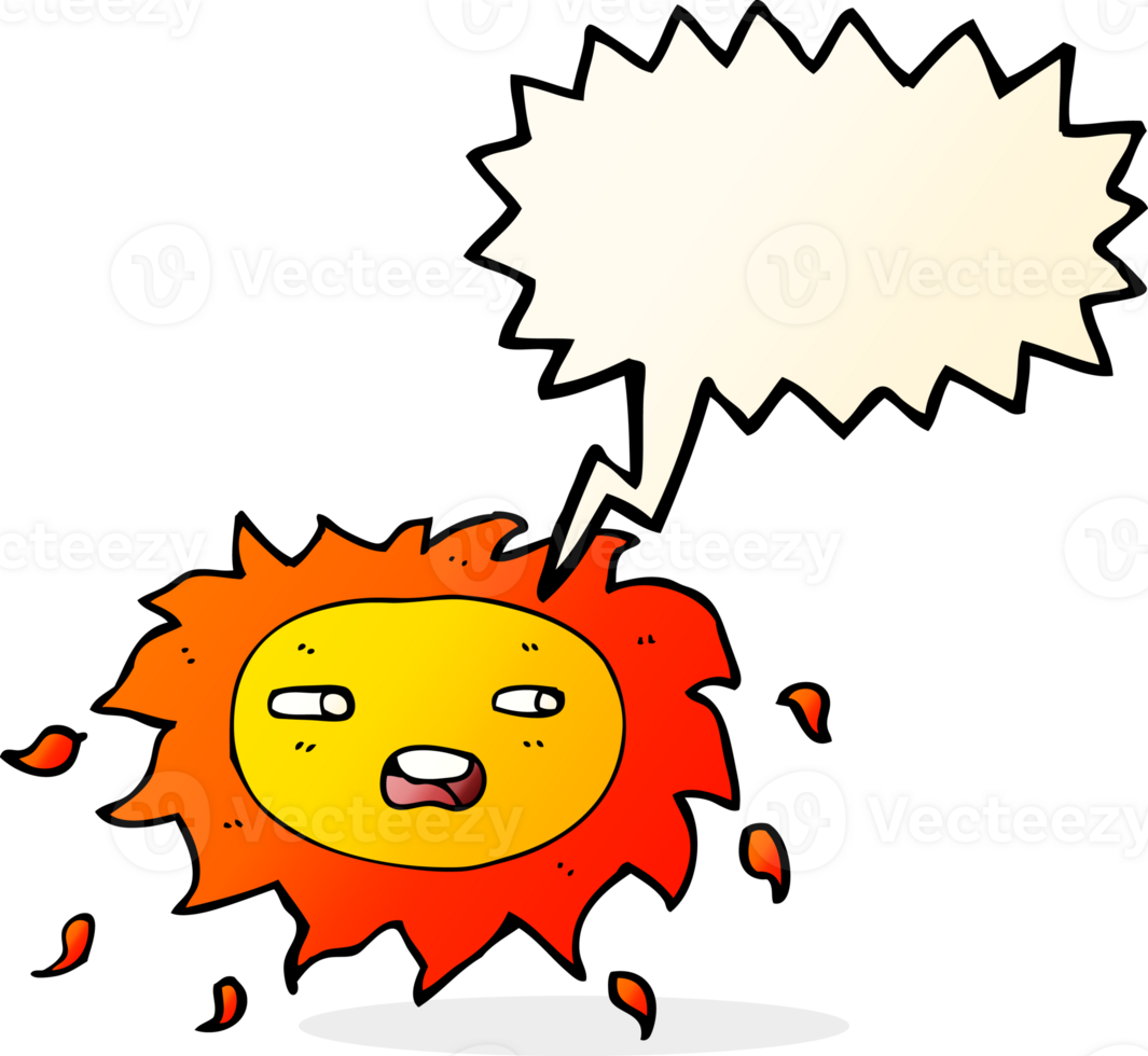 cartoon sad sun with speech bubble png
