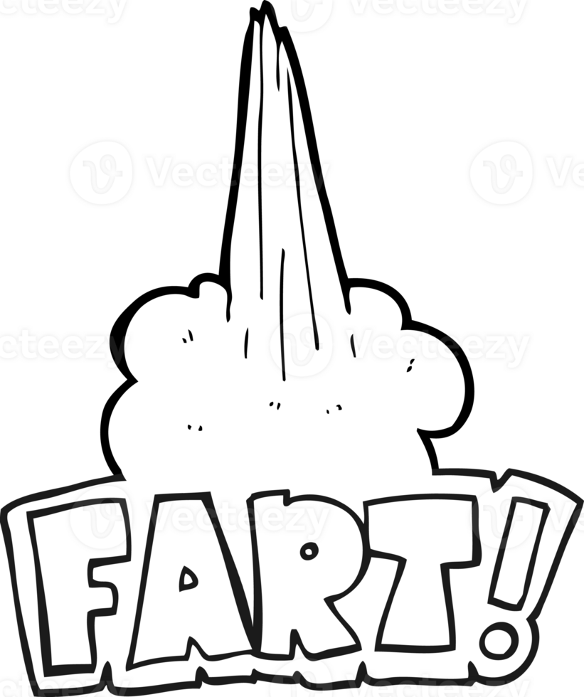 hand drawn black and white cartoon fart symbol png
