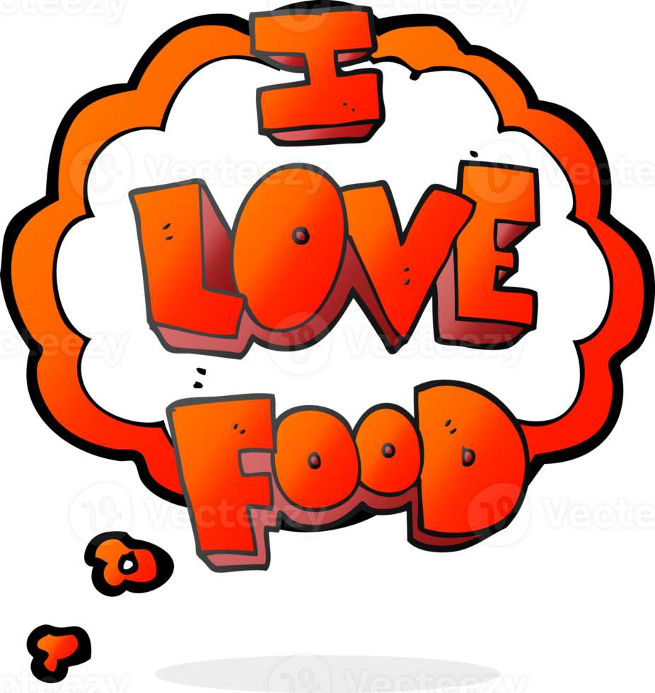 hand drawn thought bubble cartoon I love food symbol png