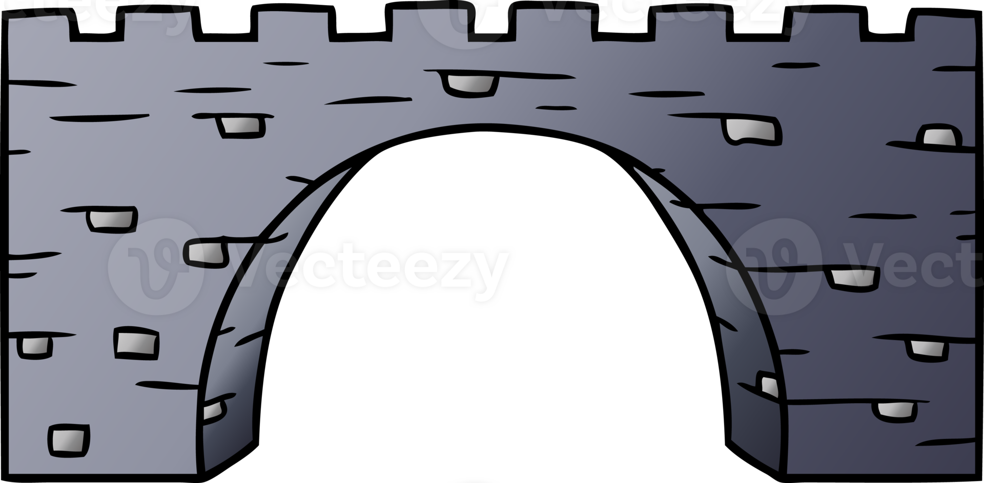 hand drawn gradient cartoon doodle of a stone bridge png