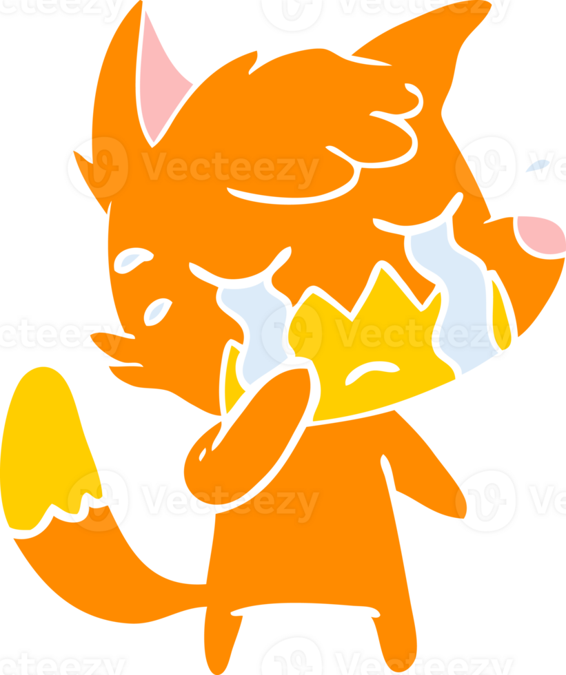 crying fox flat color style cartoon png