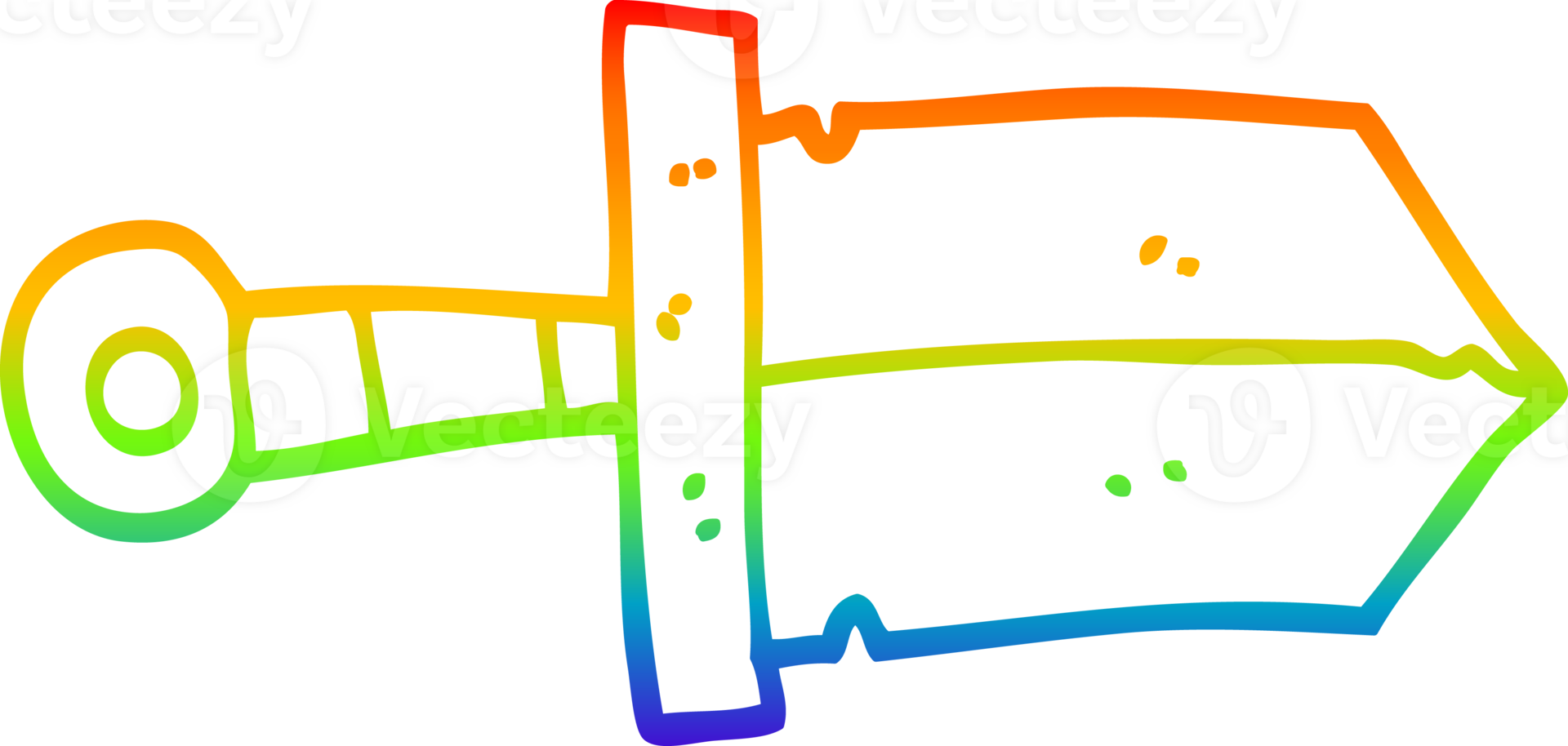 rainbow gradient line drawing of a cartoon dagger png