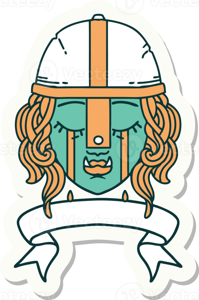 sticker of a crying orc fighter character face png