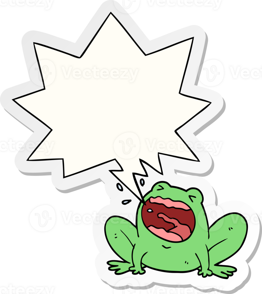 cartoon frog shouting with speech bubble sticker png