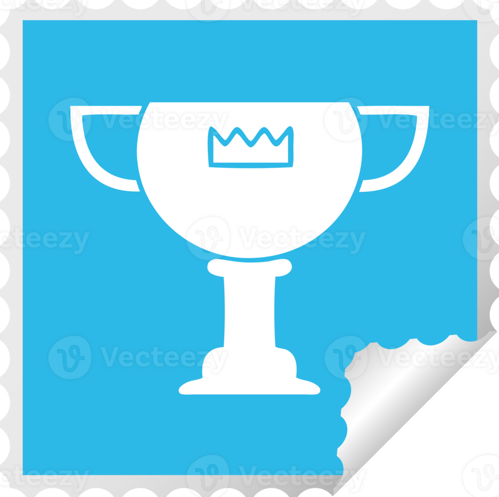 square peeling sticker cartoon of a gold cup png