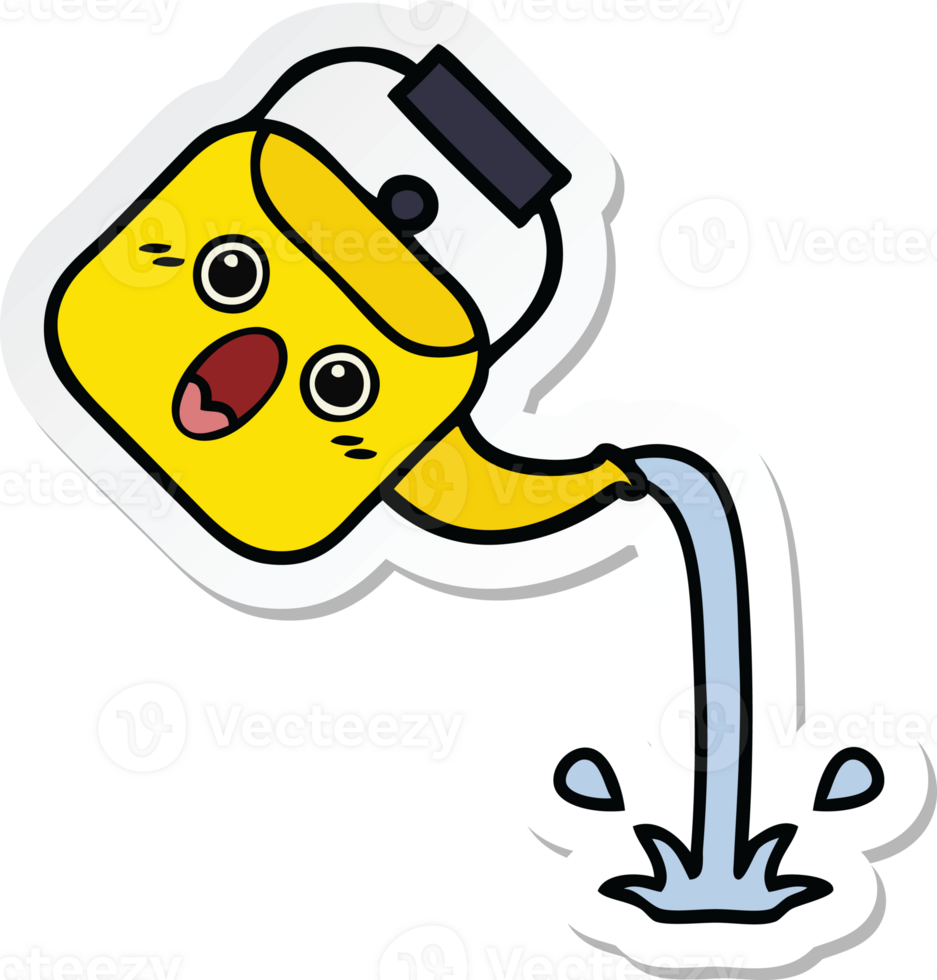 sticker of a cute cartoon pouring kettle png