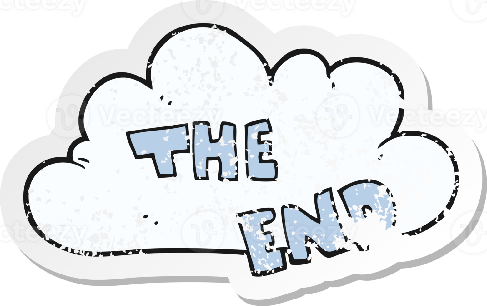 retro distressed sticker of a cartoon The End symbol png