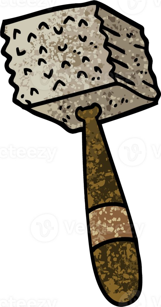 grunge textured illustration cartoon meat hammer png