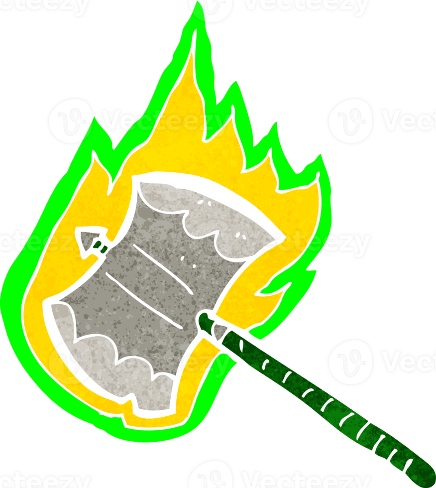 cartoon flaming axe png