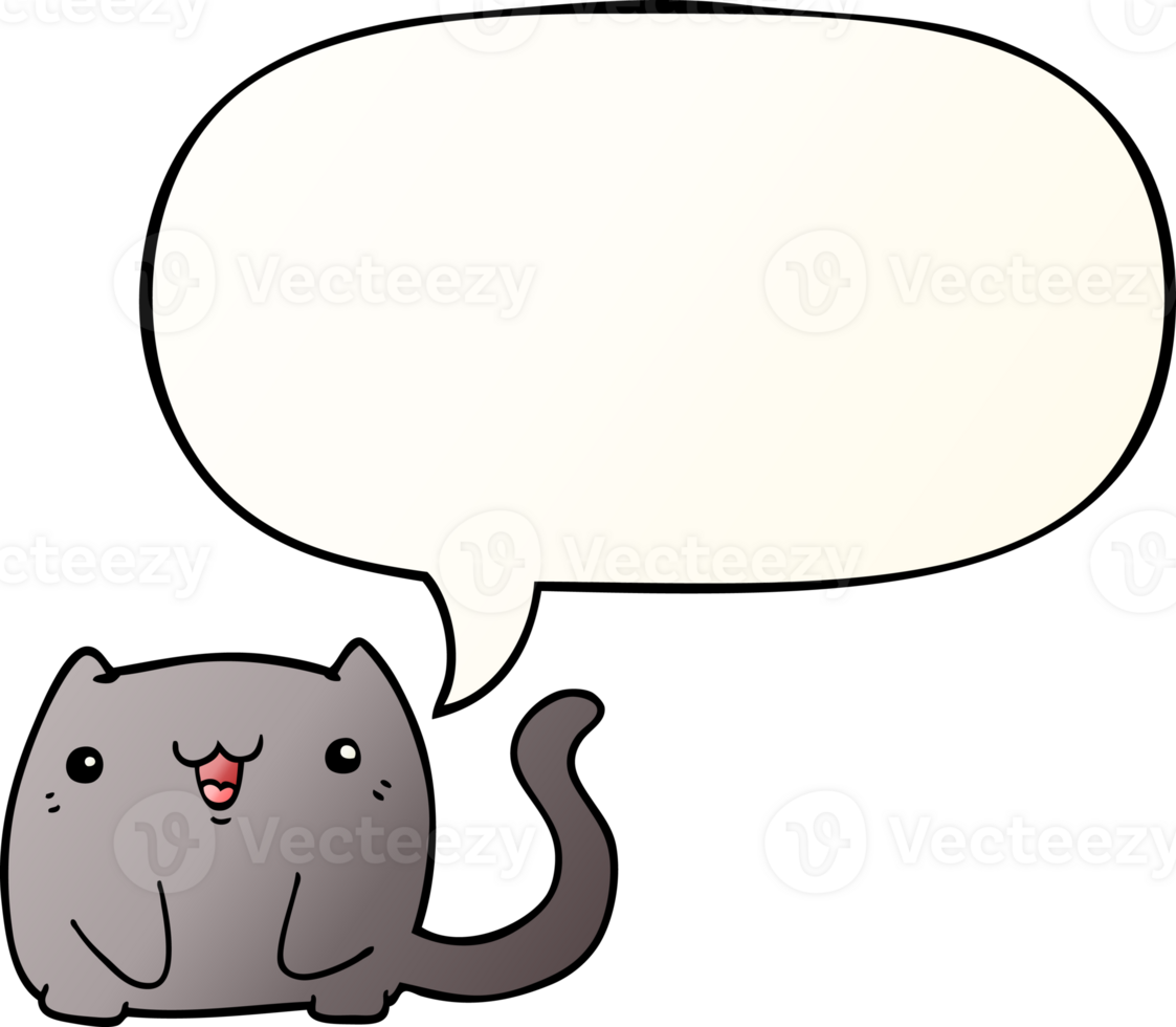 cartoon cat with speech bubble in smooth gradient style png