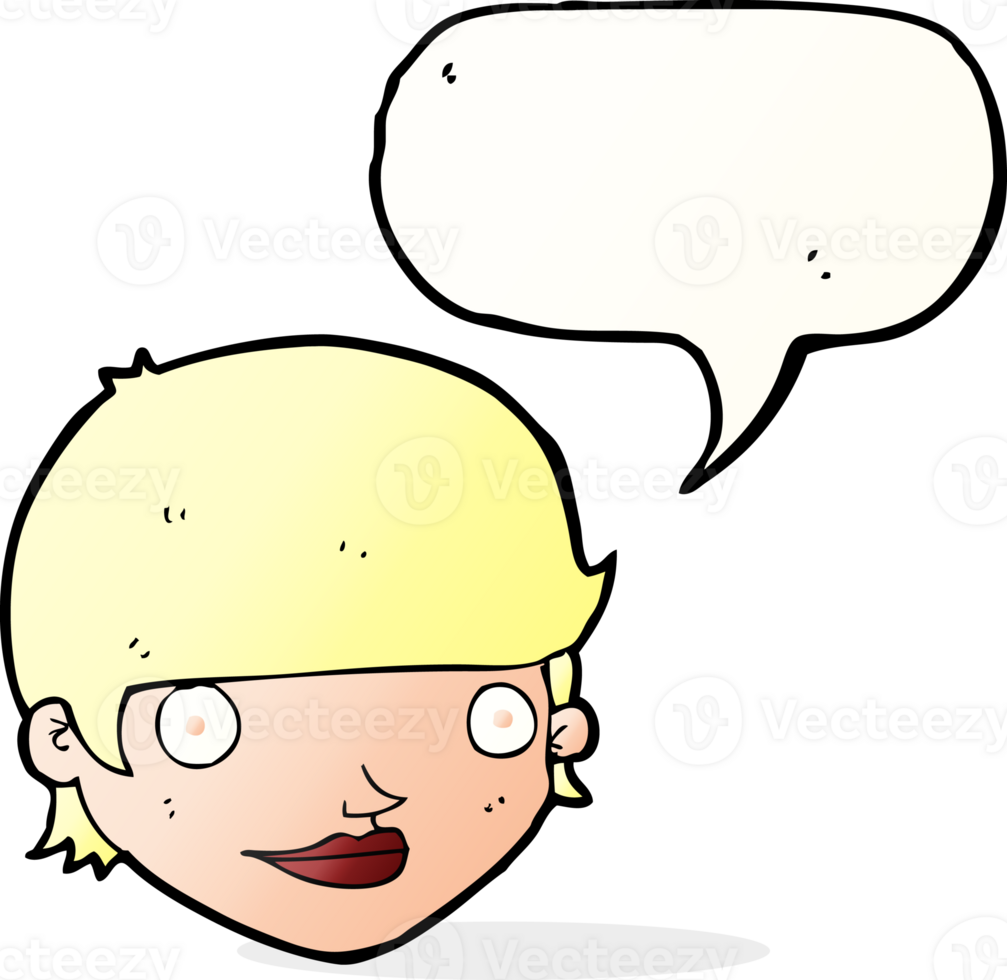 cartoon happy female face with speech bubble png
