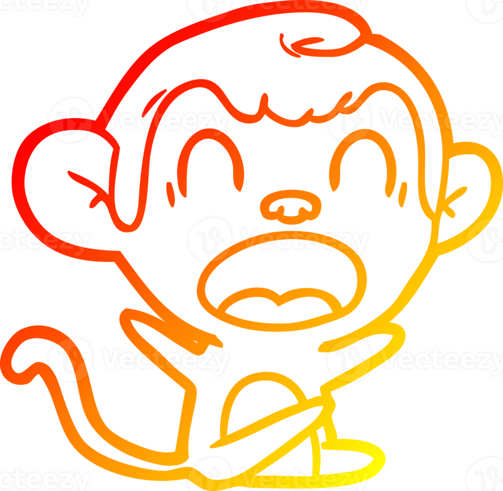 warm gradient line drawing of a shouting cartoon monkey png