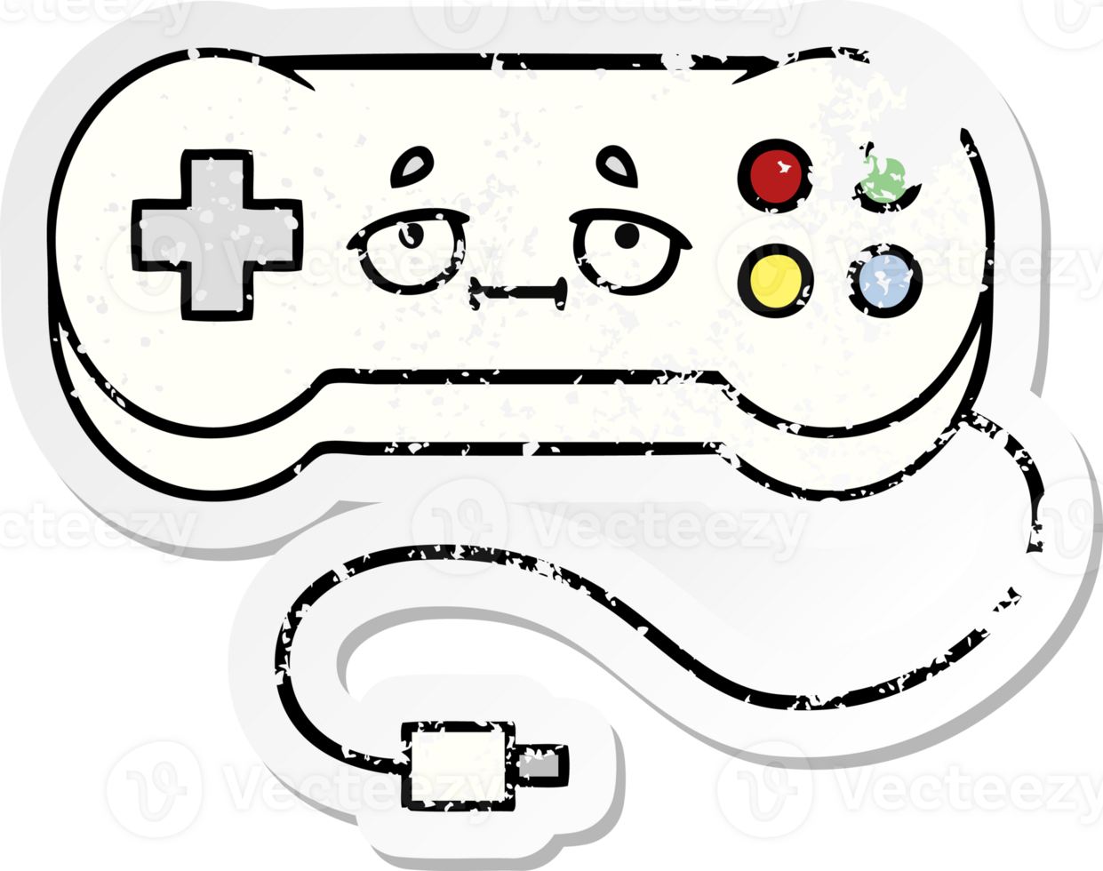 distressed sticker of a cute cartoon game controller png