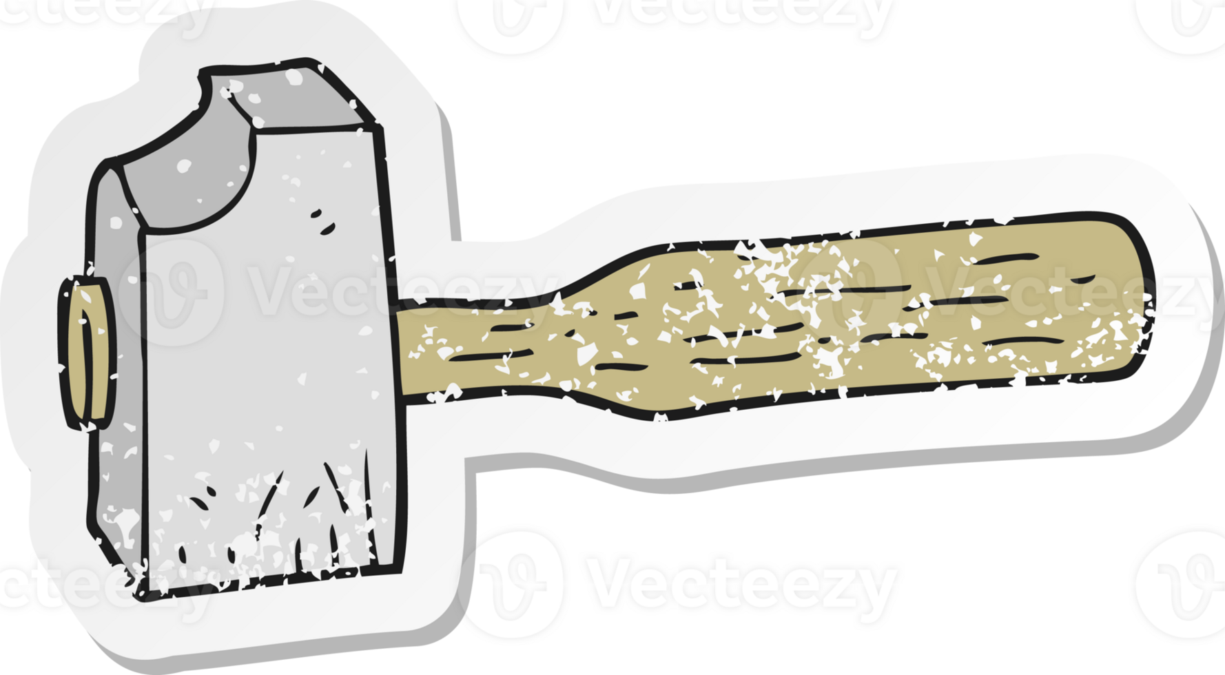 retro distressed sticker of a cartoon mallet png