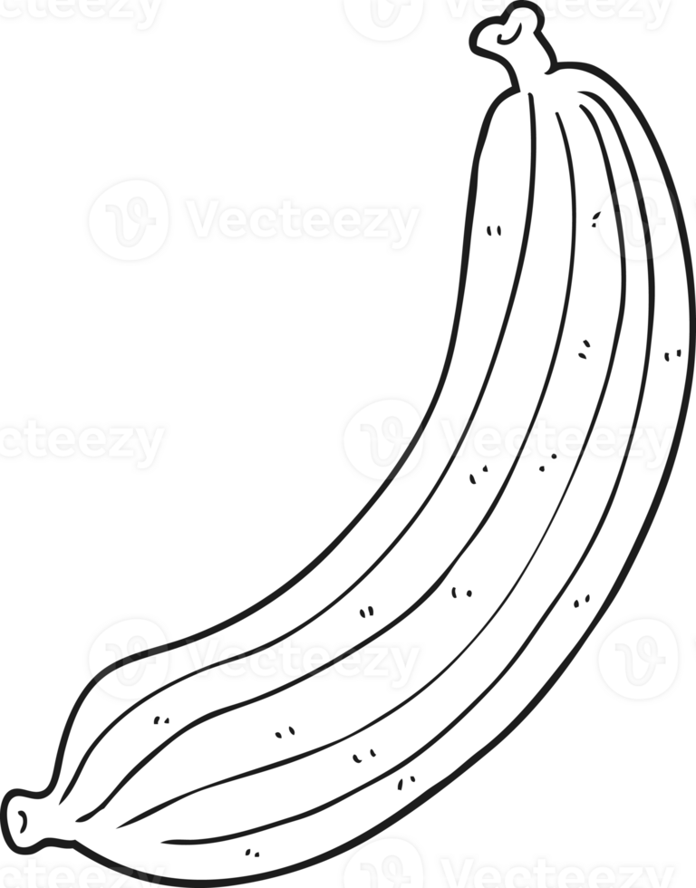 hand drawn black and white cartoon banana png