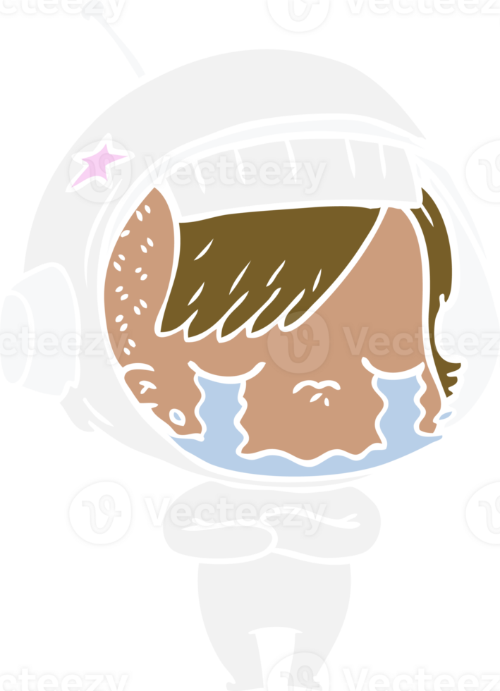 flat color style cartoon crying astronaut girl png