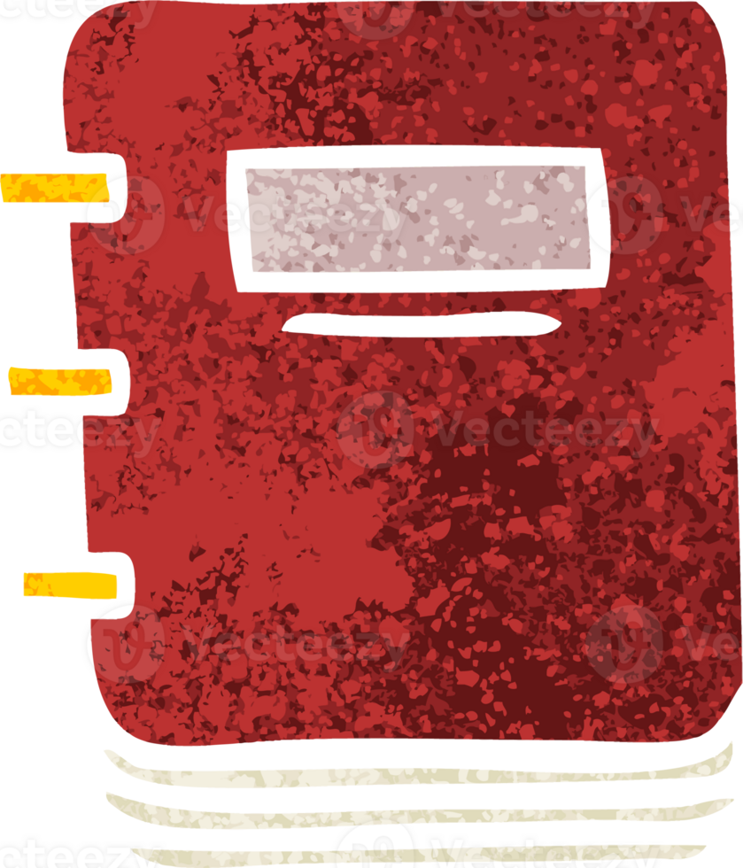 retro illustration style cartoon of a note book png