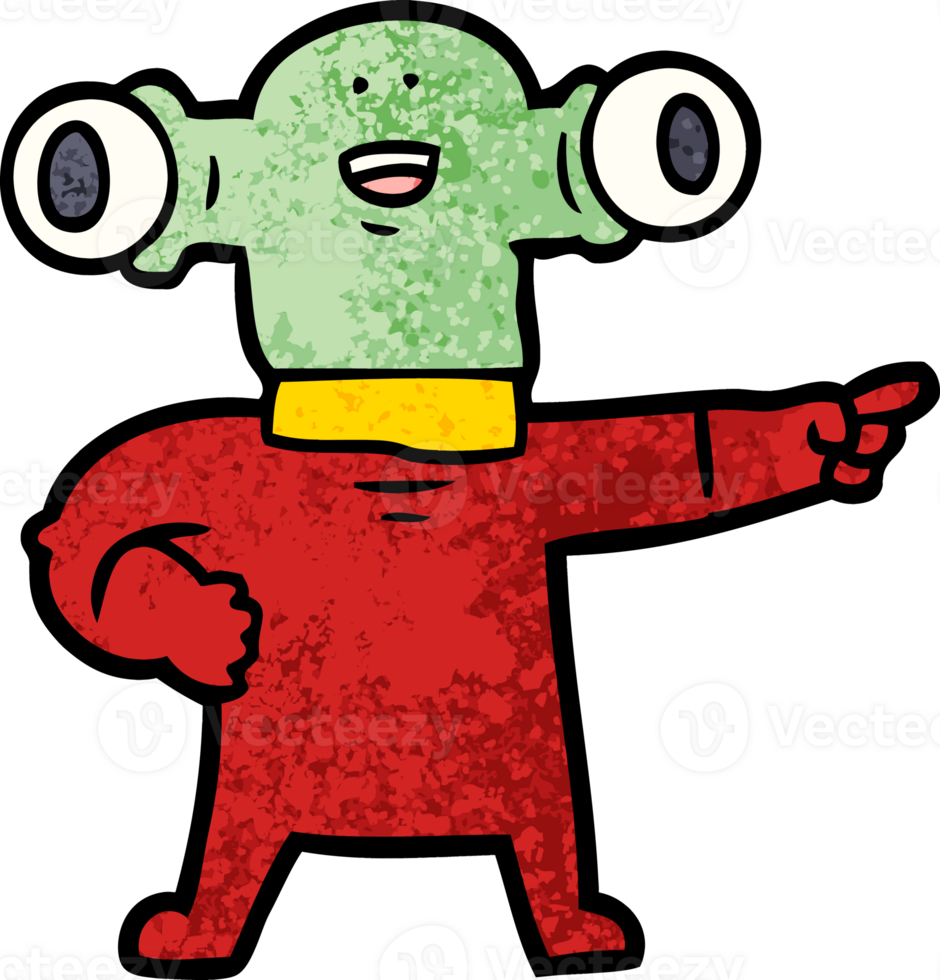 friendly cartoon alien pointing png