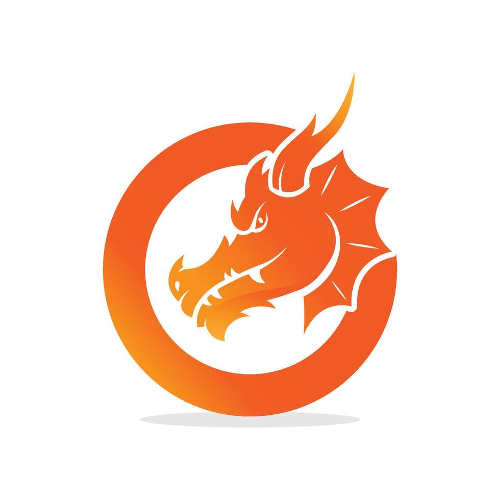 dragon circle logo. dragon illustration. vector