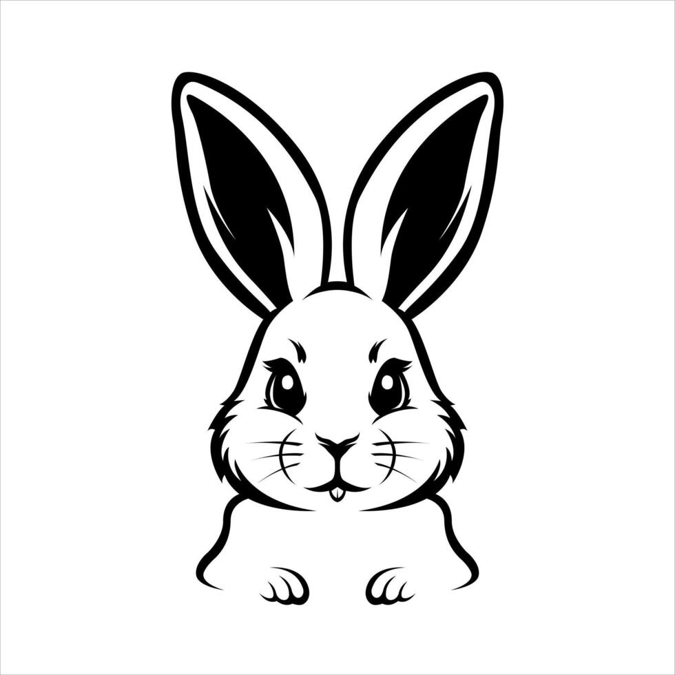 a black and white drawing of a rabbit or bunny with a big ears vector