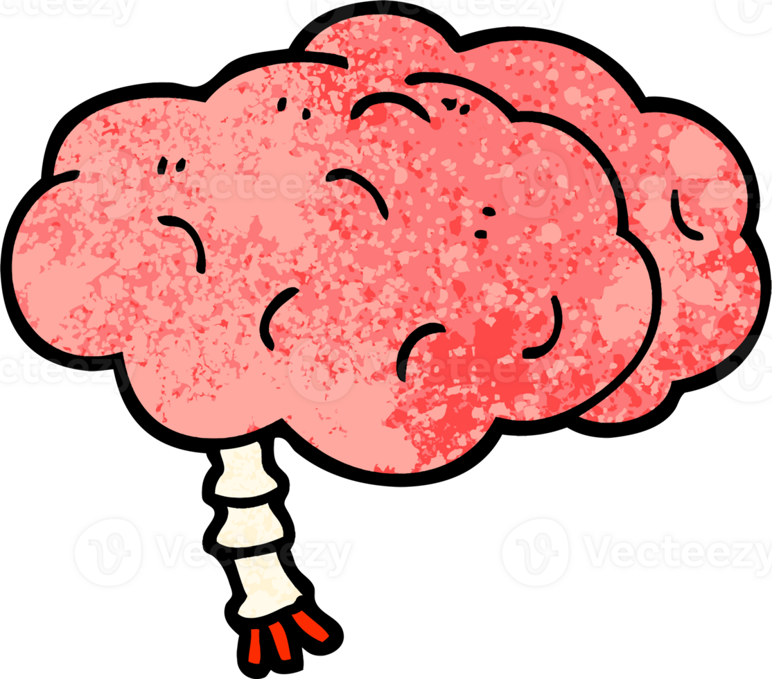 grunge textured illustration cartoon brain png