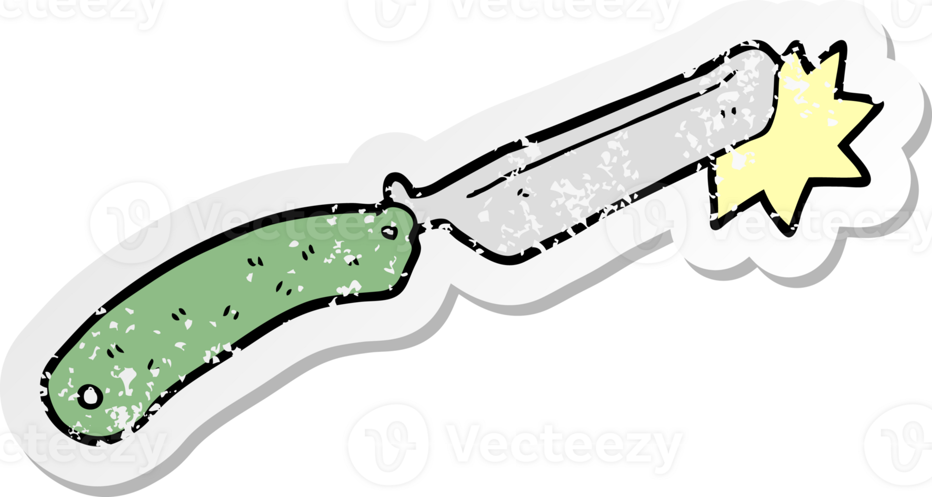 distressed sticker of a cartoon sharp razor png