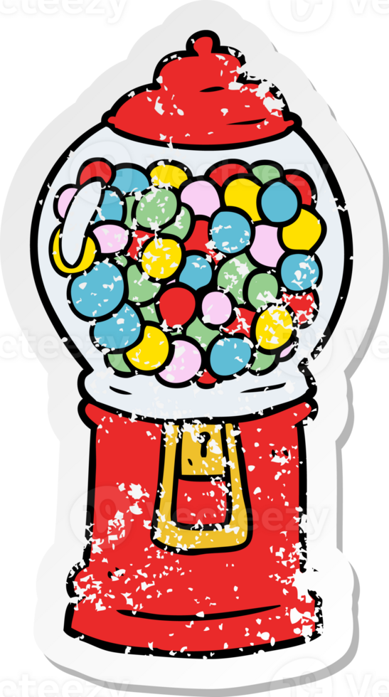 distressed sticker of a cartoon gumball machine png