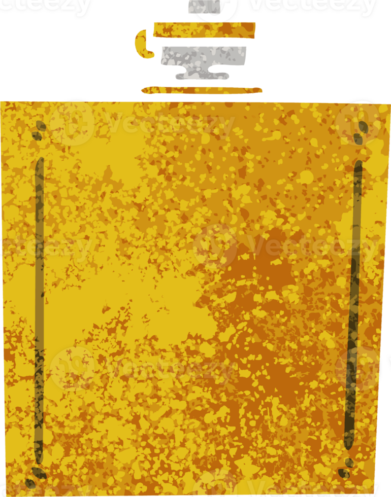 retro illustration style quirky cartoon hip flask png