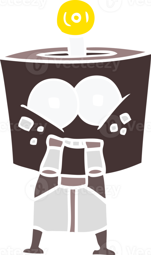 happy flat color style cartoon robot png