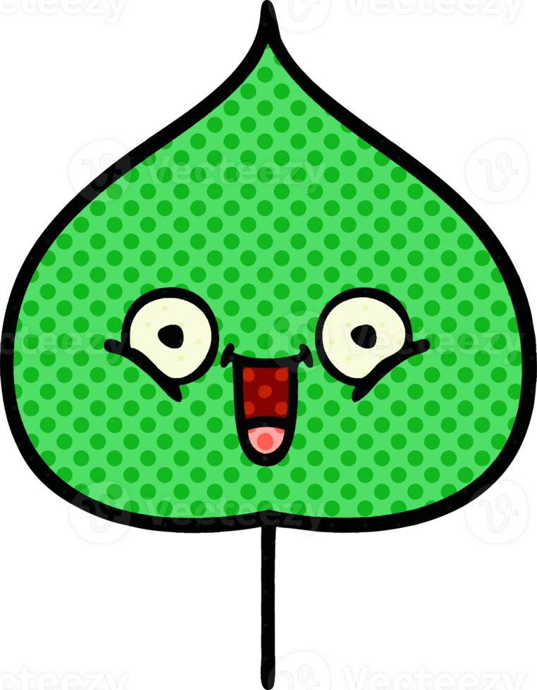 comic book style cartoon of a expressional leaf png