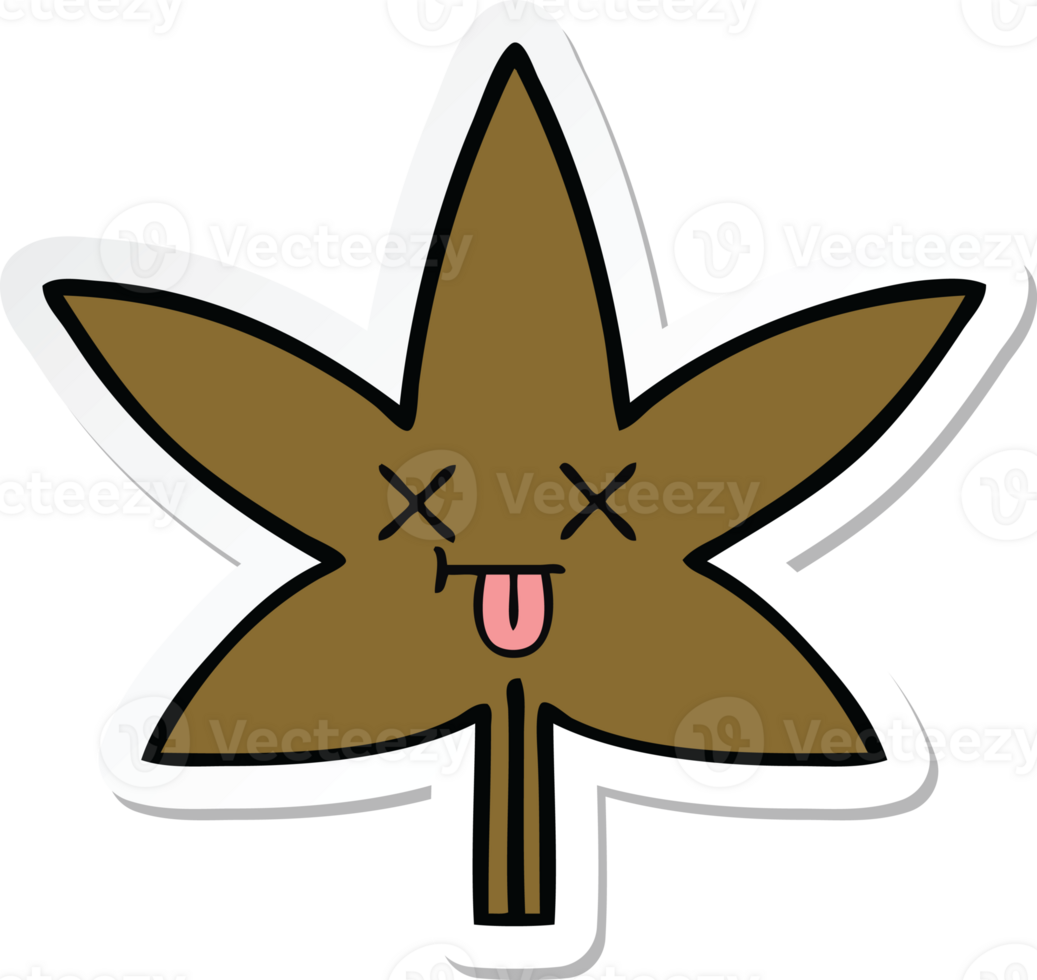 sticker of a cute cartoon autumnal leaf png