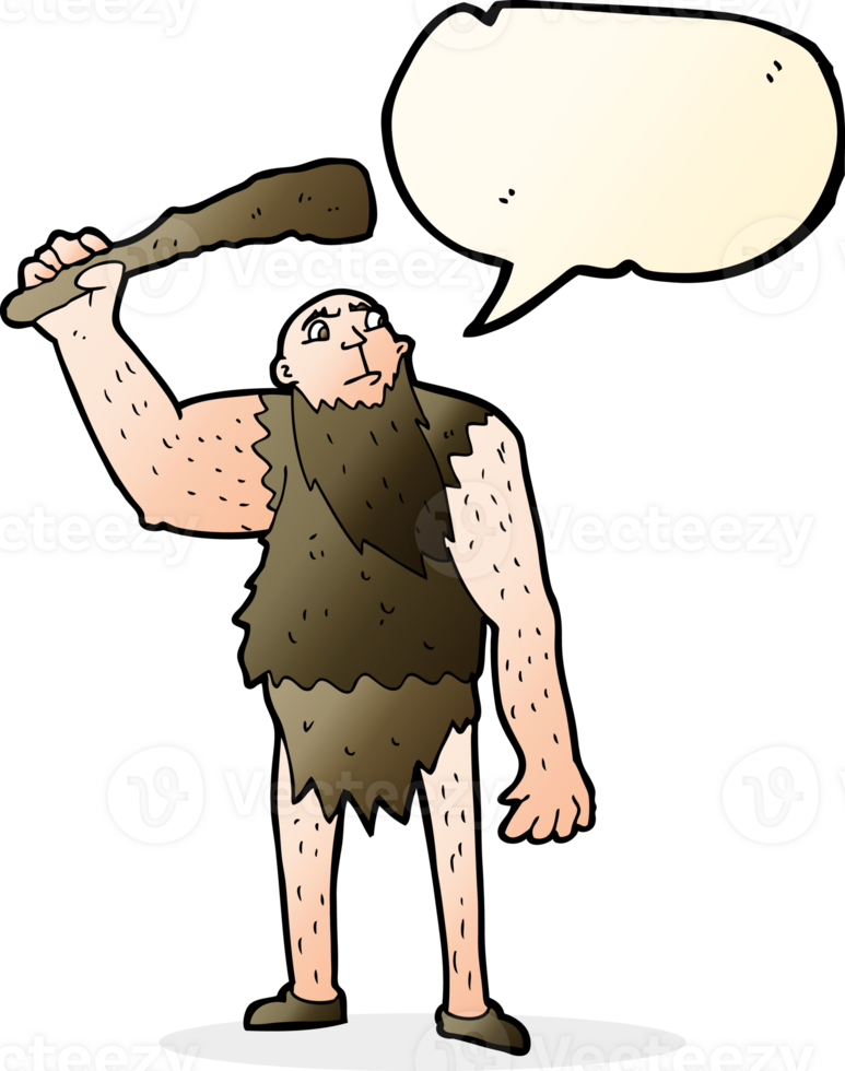 cartoon neanderthal with speech bubble png