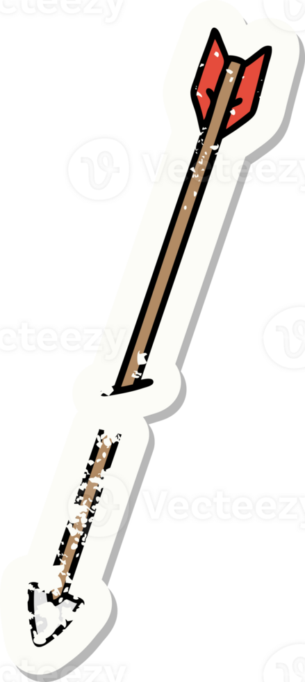 distressed sticker tattoo in traditional style of an arrow png