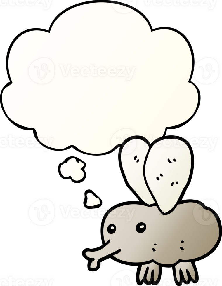 cartoon fly with thought bubble in smooth gradient style png