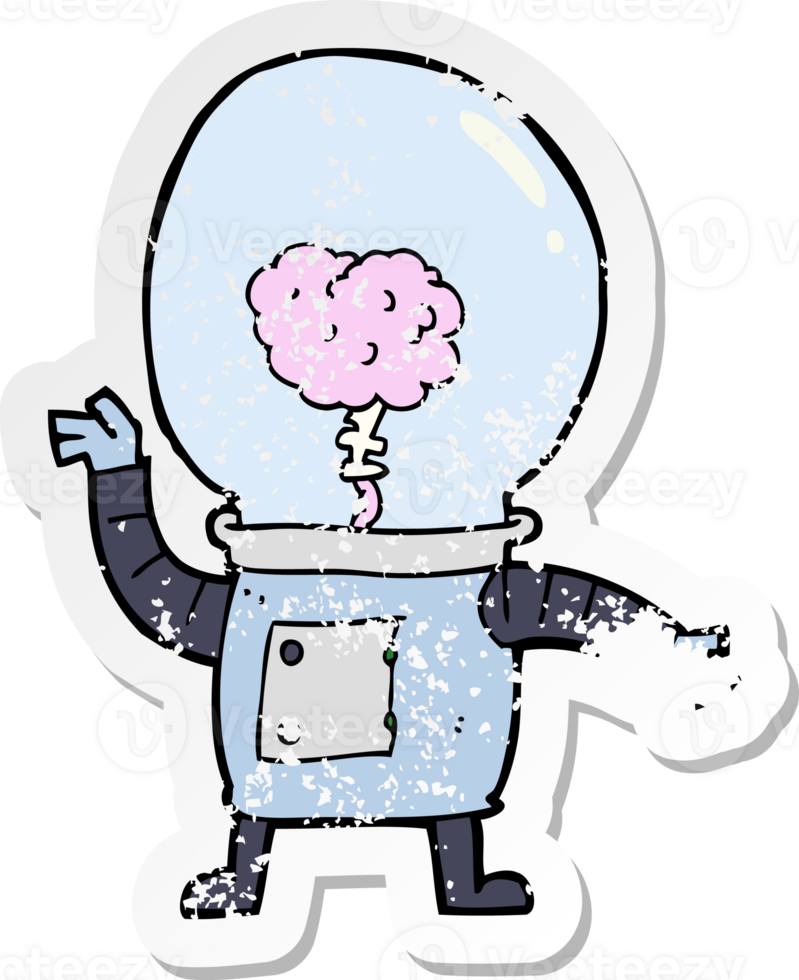 retro distressed sticker of a cartoon robot cyborg png