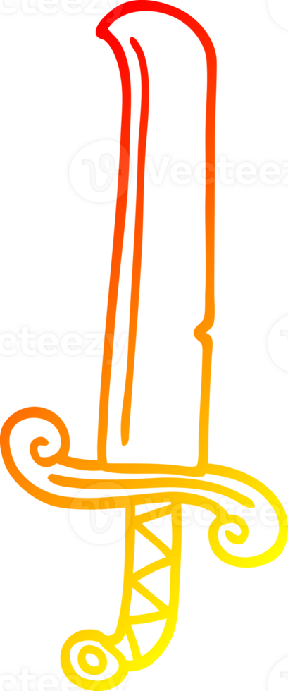 warm gradient line drawing of a cartoon long sword png
