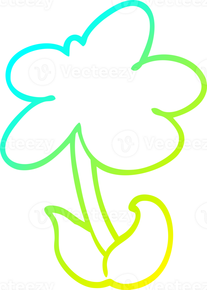 cold gradient line drawing of a cute cartoon flower png