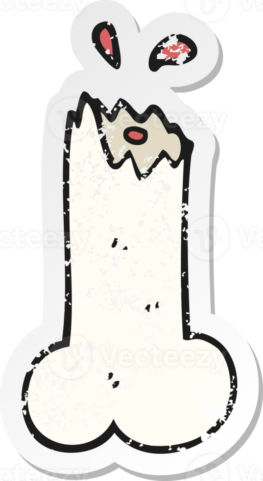 retro distressed sticker of a cartoon broken bone png