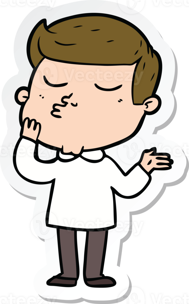 sticker of a cartoon model guy pouting png